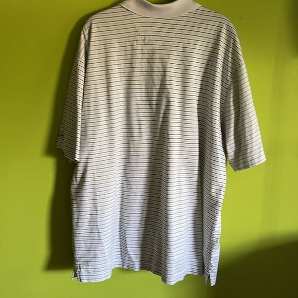 Greg Norman Men's White Golf Polo Shirt W/Green & Blue Stripes Size XXL - Picture 3 of 6
